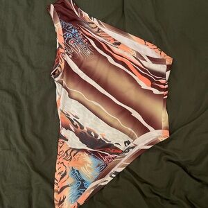 Asymmetrical Animal Print Bodysuit